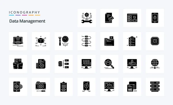 Data Management Solid Glyph Icon Pack — Stockvektor