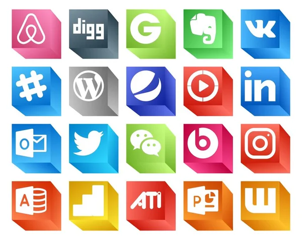 Paquete Iconos Redes Sociales Incluyendo Mensajero Tweet Cms Twitter Linkedin — Vector de stock