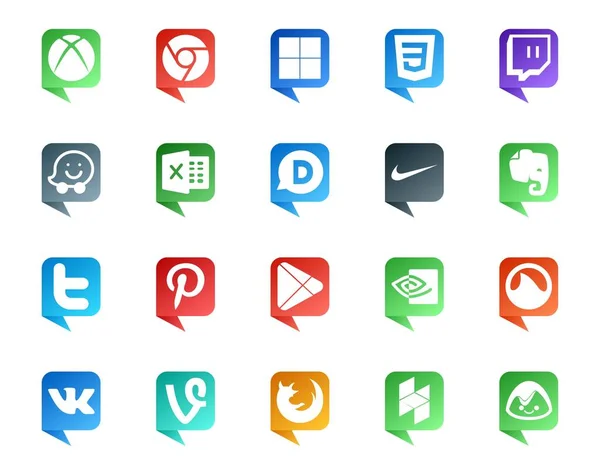 Social Media Speech Bubble Style Logo Nvidia Nike Apps Pinterest — Stock Vector