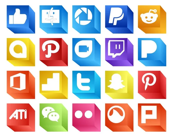 Biz Dahil Sosyal Medya Simgesi Paketi Pinterest Seğirme Snapchat Twitter — Stok Vektör