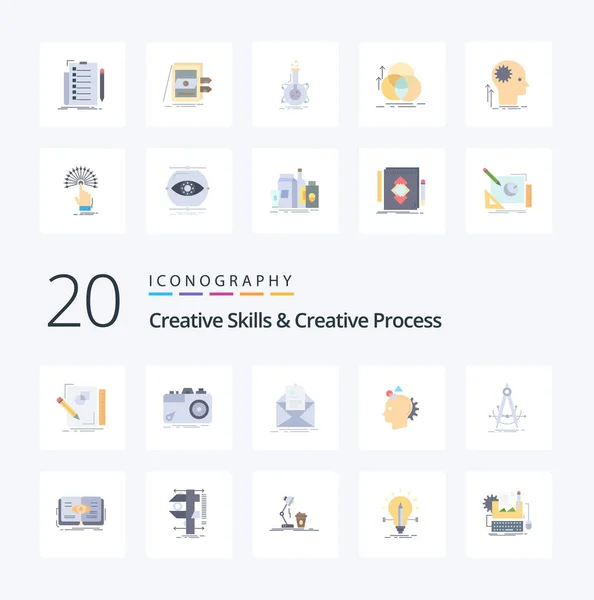 Creative Skills Creative Process Flat Color Icon Pack Imagine Imagination — Stock Vector