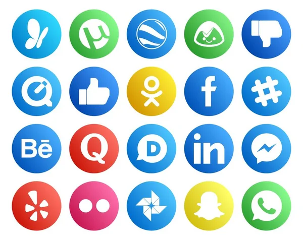 Social Media Icon Pack Compris Yelp Linkedin Facebook Des Disques — Image vectorielle
