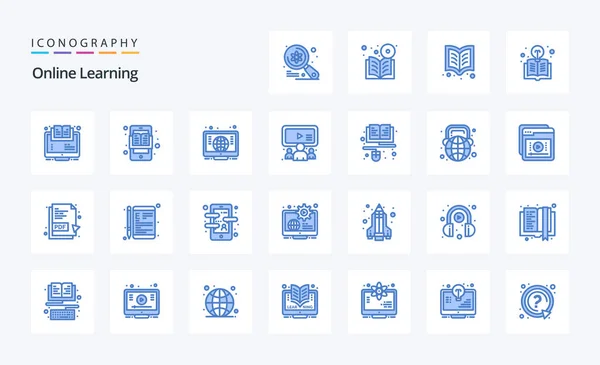 Online Learning Blue Icon Pack — Stock Vector