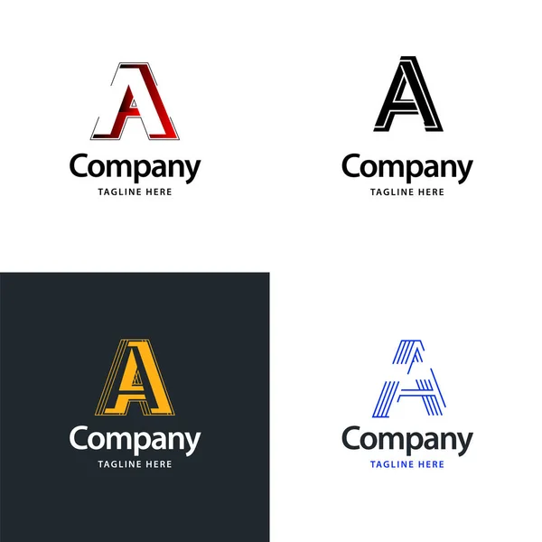 Γράμμα Ένα Μεγάλο Σχέδιο Πακέτου Λογότυπου Creative Modern Logos Design — Διανυσματικό Αρχείο