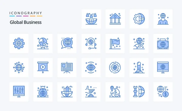 Pack Icône Global Business Blue — Image vectorielle