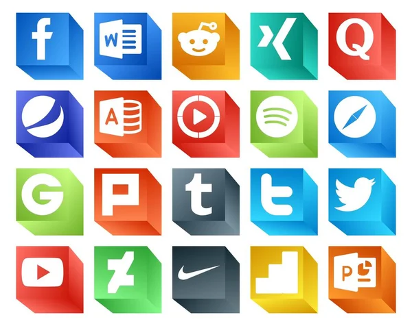 Tweet Dahil Sosyal Medya Simgesi Paketi Tumblr Windows Ortam Oynatıcı — Stok Vektör