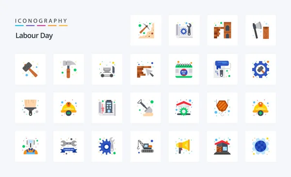 Labour Day Flat Color Icon Pack — Stockový vektor