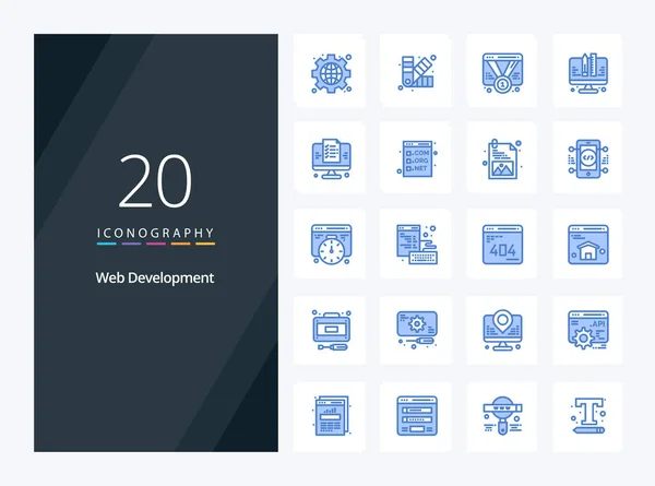 Web Development Icona Colore Blu Presentazione — Vettoriale Stock