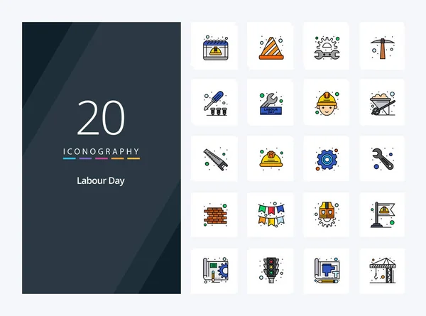 Labour Day Line Filled Icon Presentation — Stock Vector