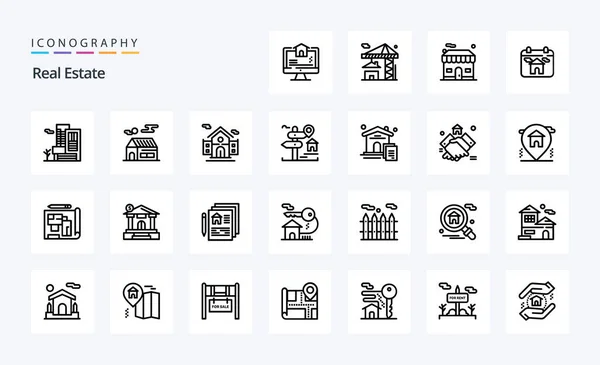 Real Estate Line Icon Pack — Stock Vector