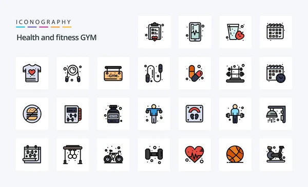 Gym Line Filled Style Icon Pack — Stock Vector