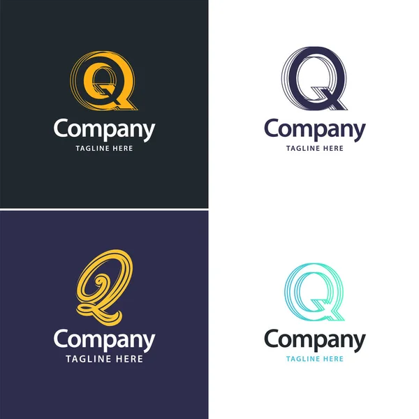 手紙Q大きなロゴパックデザインあなたのビジネスのための創造的なモダンなロゴデザイン — ストックベクタ