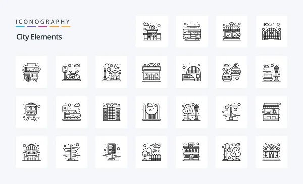 City Elements Line Icon Pack — Stock Vector