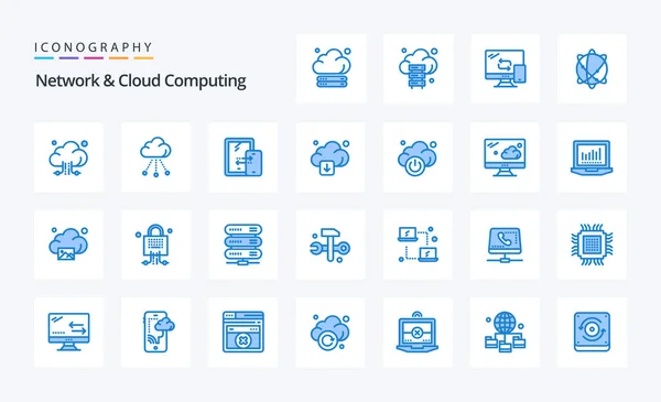 Network Cloud Computing Blue Icon Pack — Stock Vector