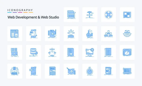 Web Development Web Studio Blue Icon Pack — Stockový vektor