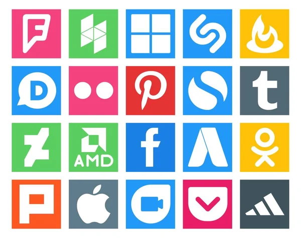 Social Media Icon Pack Including Google Duo Plurk Просто Одноклассники — стоковый вектор