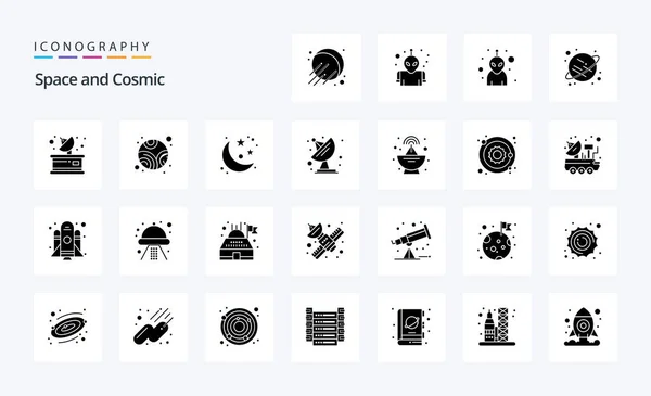 Space Solid Glyph Icon Pack — ストックベクタ