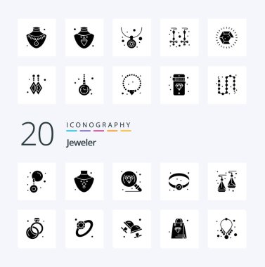 Mücevher mücevher mücevheri gibi 20 Katı Glyph ikonu paketi