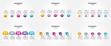 Bu vektör illüstrasyon seti reklam için parlak ticari bilgi grafikleri oluşturmak için mükemmeldir. Broşürler. El ilanları. ve dergiler.