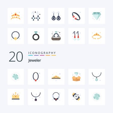 20 Mücevher Düz Renk ikonu paketi. Değerli gibi. Mücevher. Mücevher. Moda. mücevher