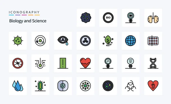 Biology Line Filled Style Icon Pack — Stockvektor
