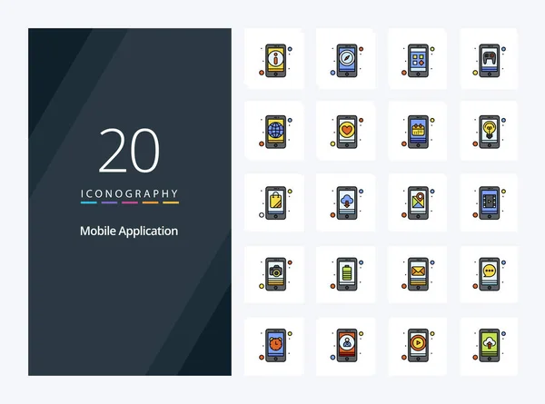 Mobile Application Line Gefülltes Icon Für Die Präsentation — Stockvektor