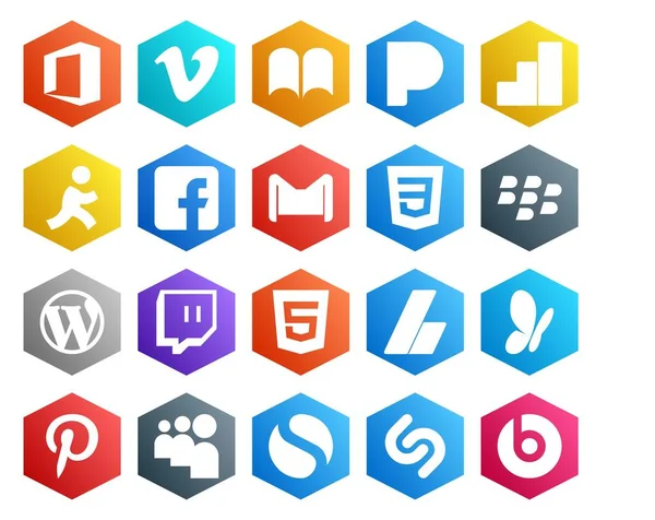 Social Media Icon Pack Inclusief Adsense Jeuk Gmail Hoog Zwarte — Stockvector