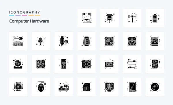 Computer Hardware Solid Glyph Icon Pack — Stock Vector