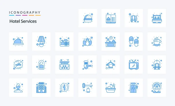 Hotel Services Blue Icon Pack — Stockvektor