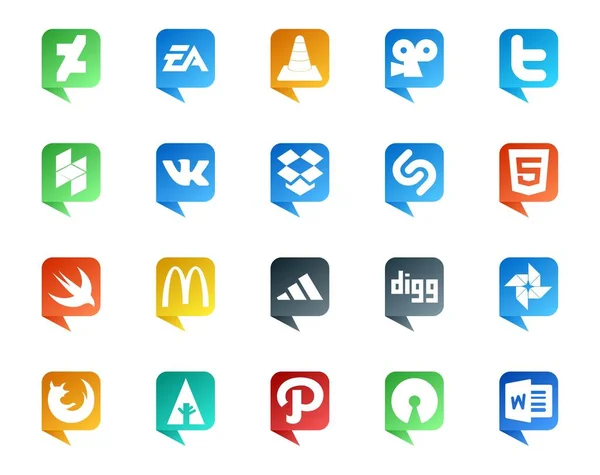 Sosyal Medya Konuşması Kabarcık Tarzı Logosu Adidas Gibi Çabuk Twitter — Stok Vektör