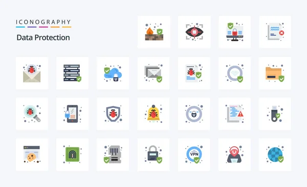 Data Protection Flat Color Icon Pack — Stock Vector