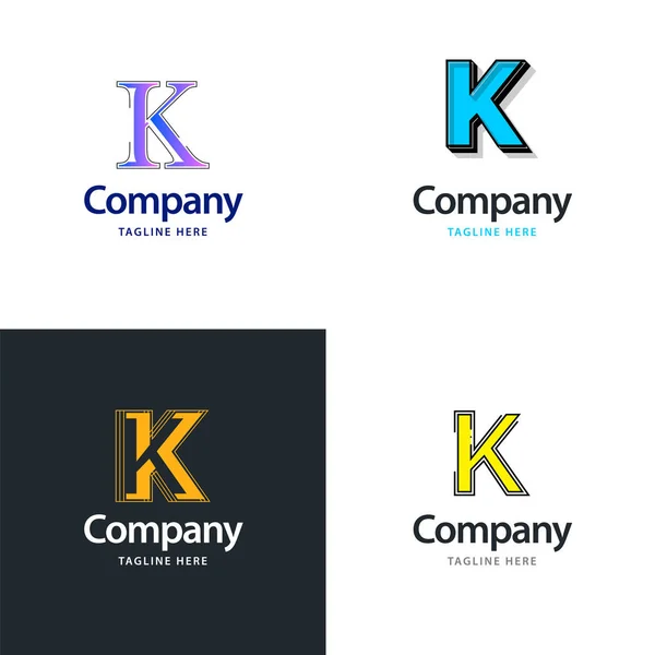手紙Kビッグロゴパックデザイン あなたのビジネスのための創造的な現代的なロゴデザイン — ストックベクタ