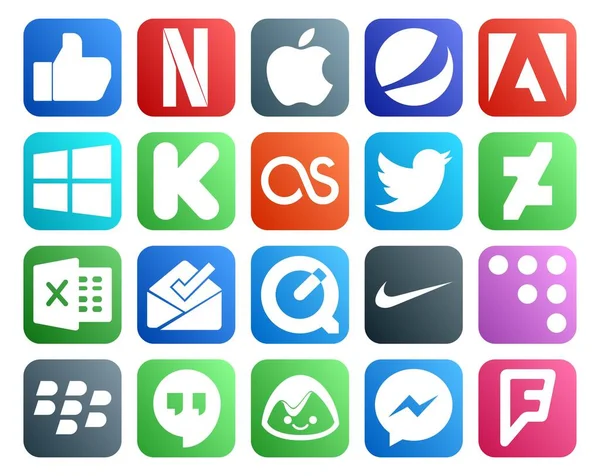 Социальных Сетей Icon Pack Числе Тусовки Coderwall Найк Inbox — стоковый вектор