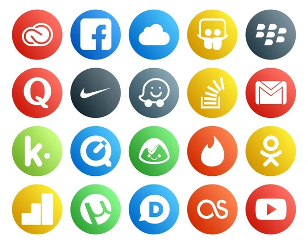 Social Media Icon Pack Including Mail Gmail Question Overflow Question — Stock Vector