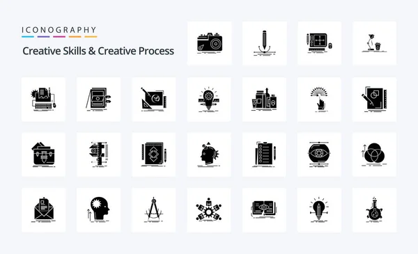 Competenze Creative Processo Creativo Solid Glyph Icon Pack — Vettoriale Stock