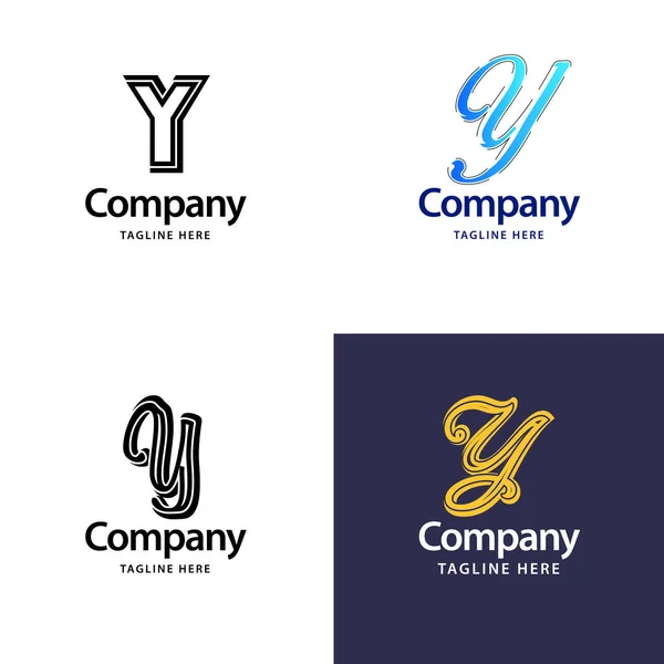 Letra Big Logo Pack Diseño Creativo Diseño Logotipos Modernos Para — Vector de stock
