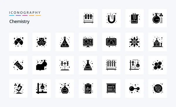 Chemistry Solid Glyph Icon Pack — Stock Vector