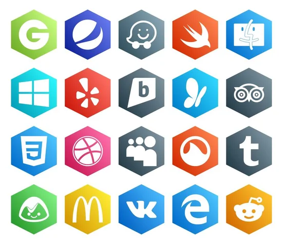 Social Media Icon Pack Including Mcdonalds Tumblr Msn Grooveshark Dribbble — Stock Vector