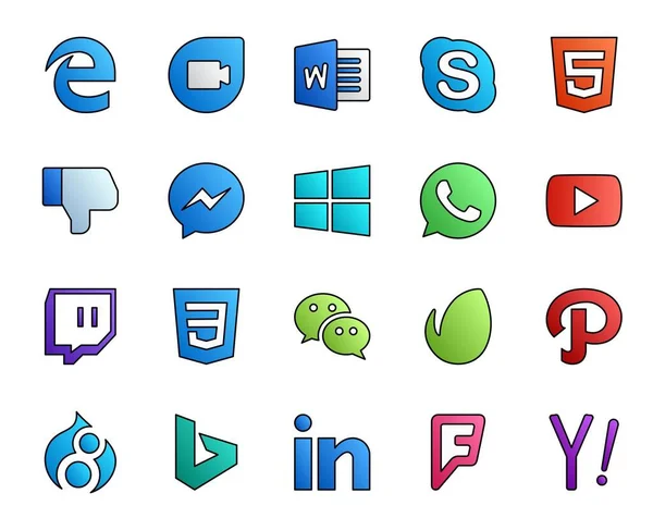 Social Media Icon Pack Including Path Посыльный Окна Мбаппе Twitch — стоковый вектор