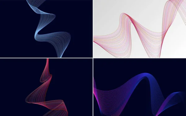 Добавьте Немного Изысканности Вашим Проектам Набором Фонов Геометрических Волн — стоковый вектор