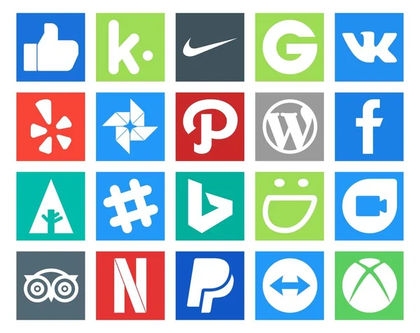 Social Media Icon Pack Inclusief Tripadvisor Een Smokkelmok Wordpress Bing — Stockvector