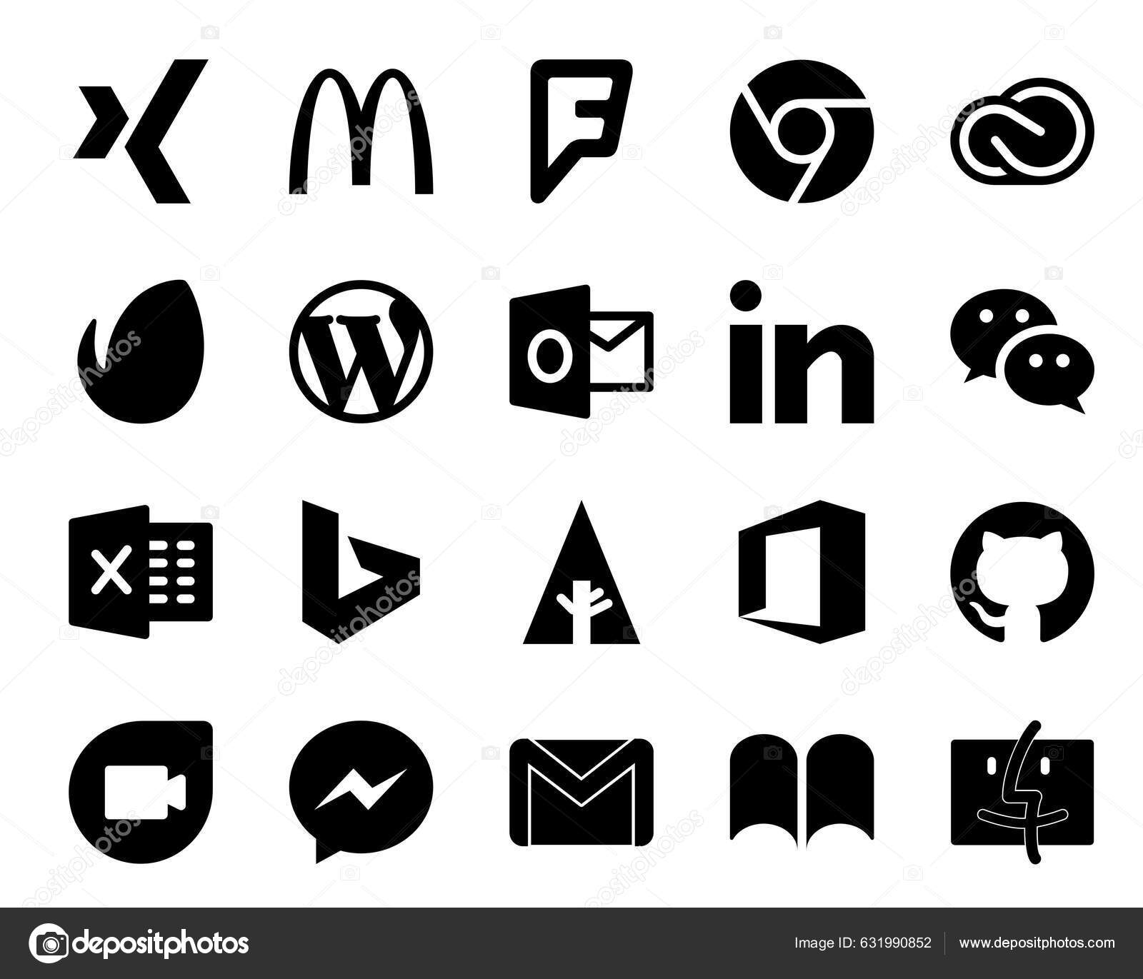 Social Media Icon Pack Including Office Bing Wordpress Excel Wechat Stock  Vector by ©Flatart 631990852