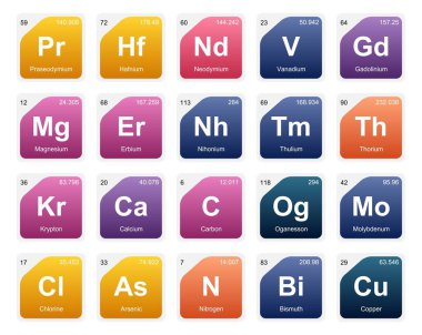 Simge Paketi Tasarımı elementlerinin 20 Preiyodik tablosu