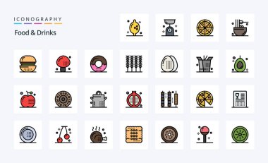 25 Yiyecek İçecekleri Satırı Doldurulmuş Biçim simgesi