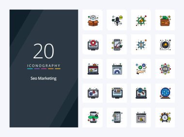 20 Seo Pazarlama Satırı Sunum için simge dolduruldu