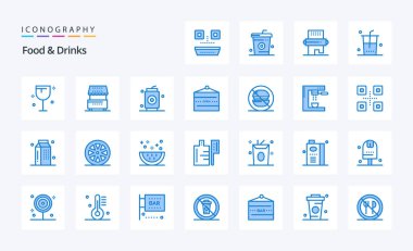 25 Yiyecek İçeceği Mavi simge paketi