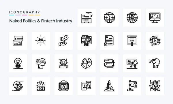Naked Politics Fintech Industry Line Icon Pack — Stock Vector