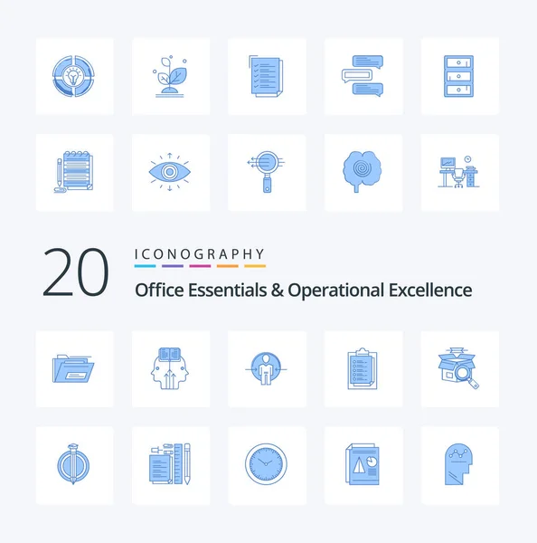 Office Essentials Operational Exellence Blue Color Icon Pack Presentation Report — Stockový vektor