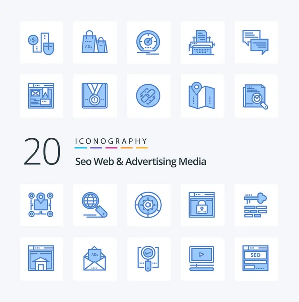 Seo Web Advertising Media Blue Color Icon Pack Web Login — стоковый вектор