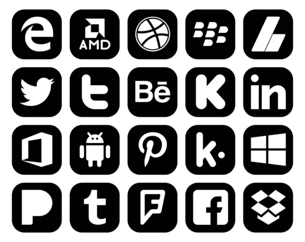Social Media Icon Pack Inklusive Tumblr Fenster Beharrlichkeit Kik Androide — Stockvektor